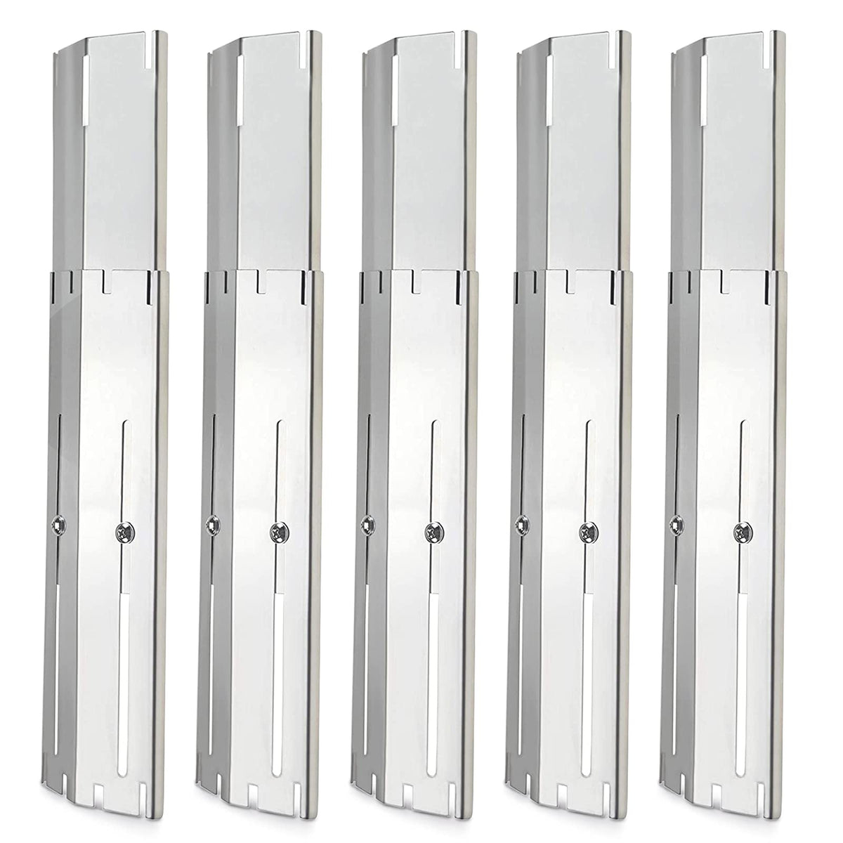 Adviace universal heat plates, adjustable, help even heat distribution across compatible gas grills.