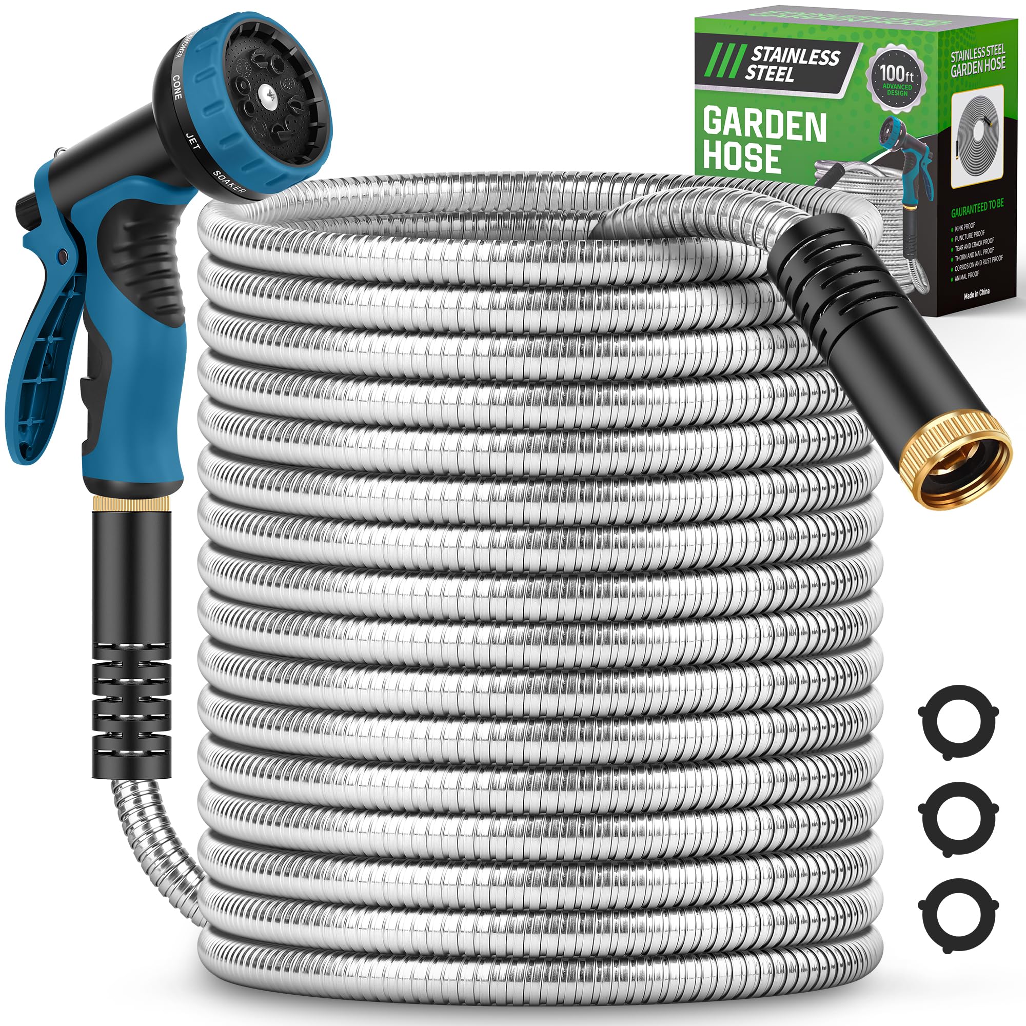 Advinski garden hose 100ft extended reach for watering and cleaning.
