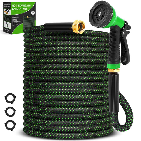 Advinski garden hose 50ft extended demonstrates non-expanding performance for steady water flow during outdoor watering.