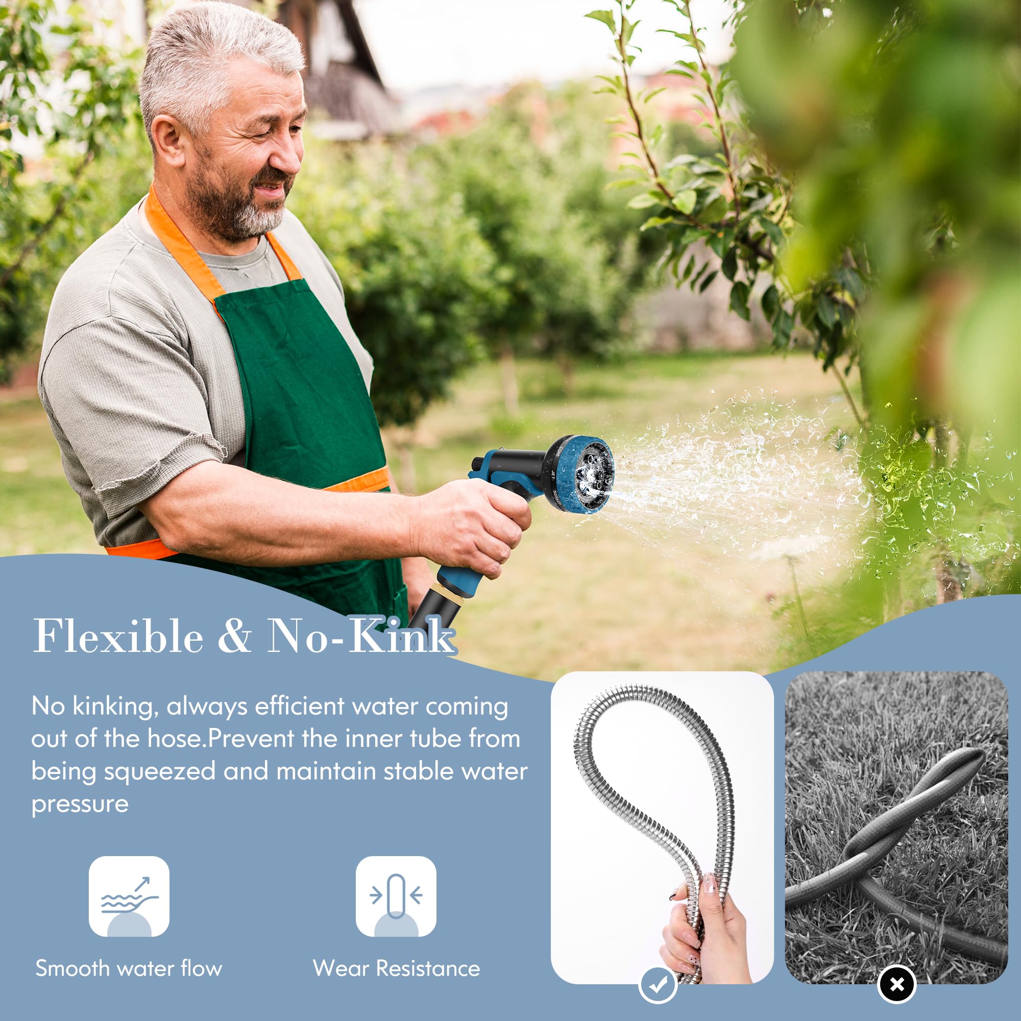 Advinski lightweight hose around 10.58 pounds for easy transport.