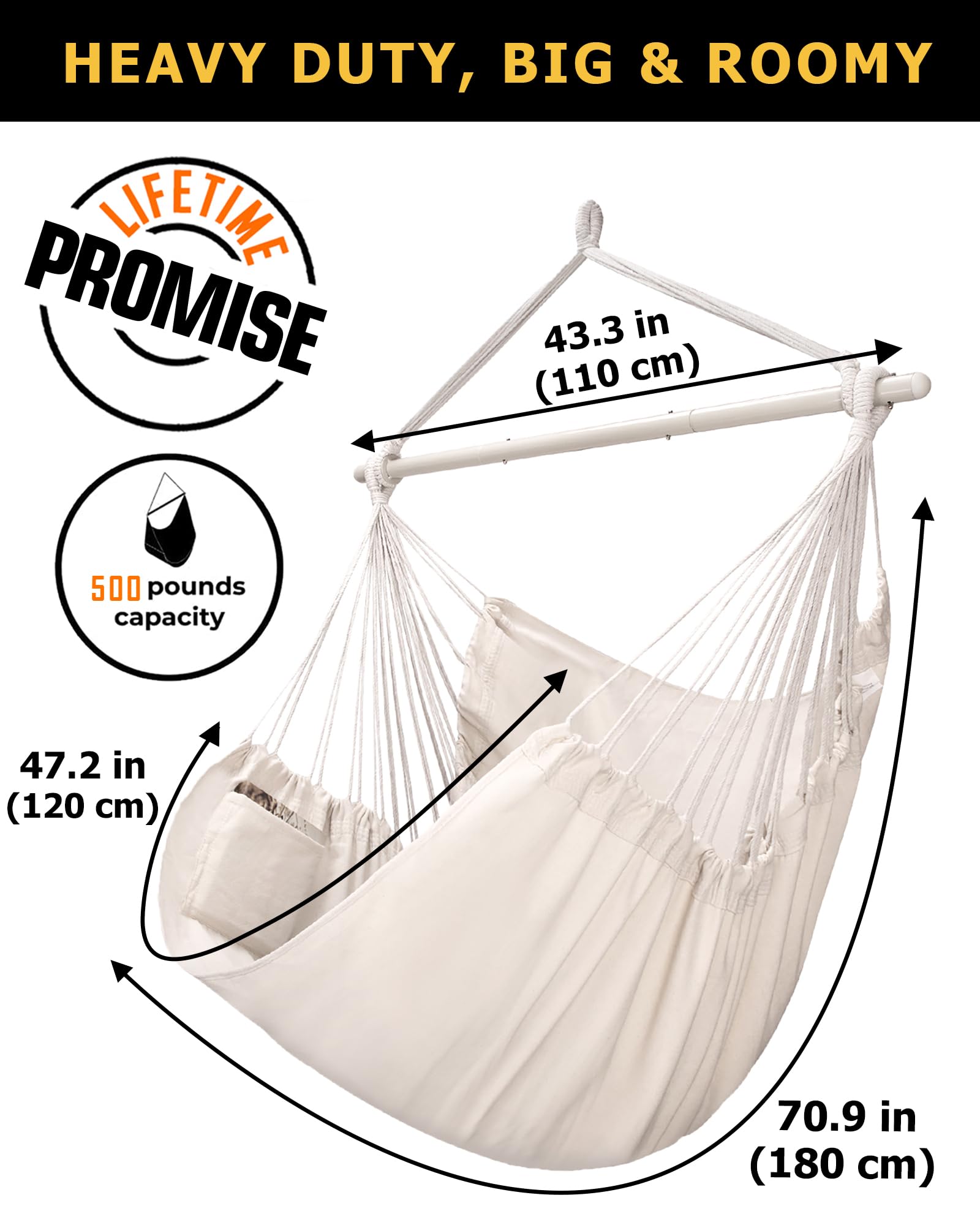 ADVOKAIR hammock chair foldable design packs compactly for easy transport