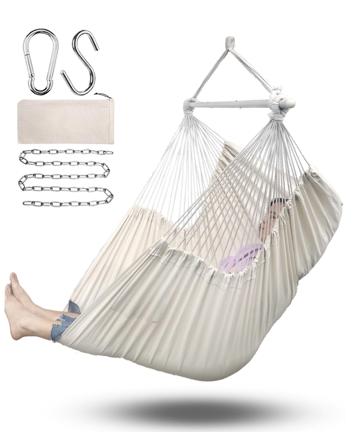 ADVOKAIR hammock chair large 70.9x47.2 inches offers roomy seating for adults
