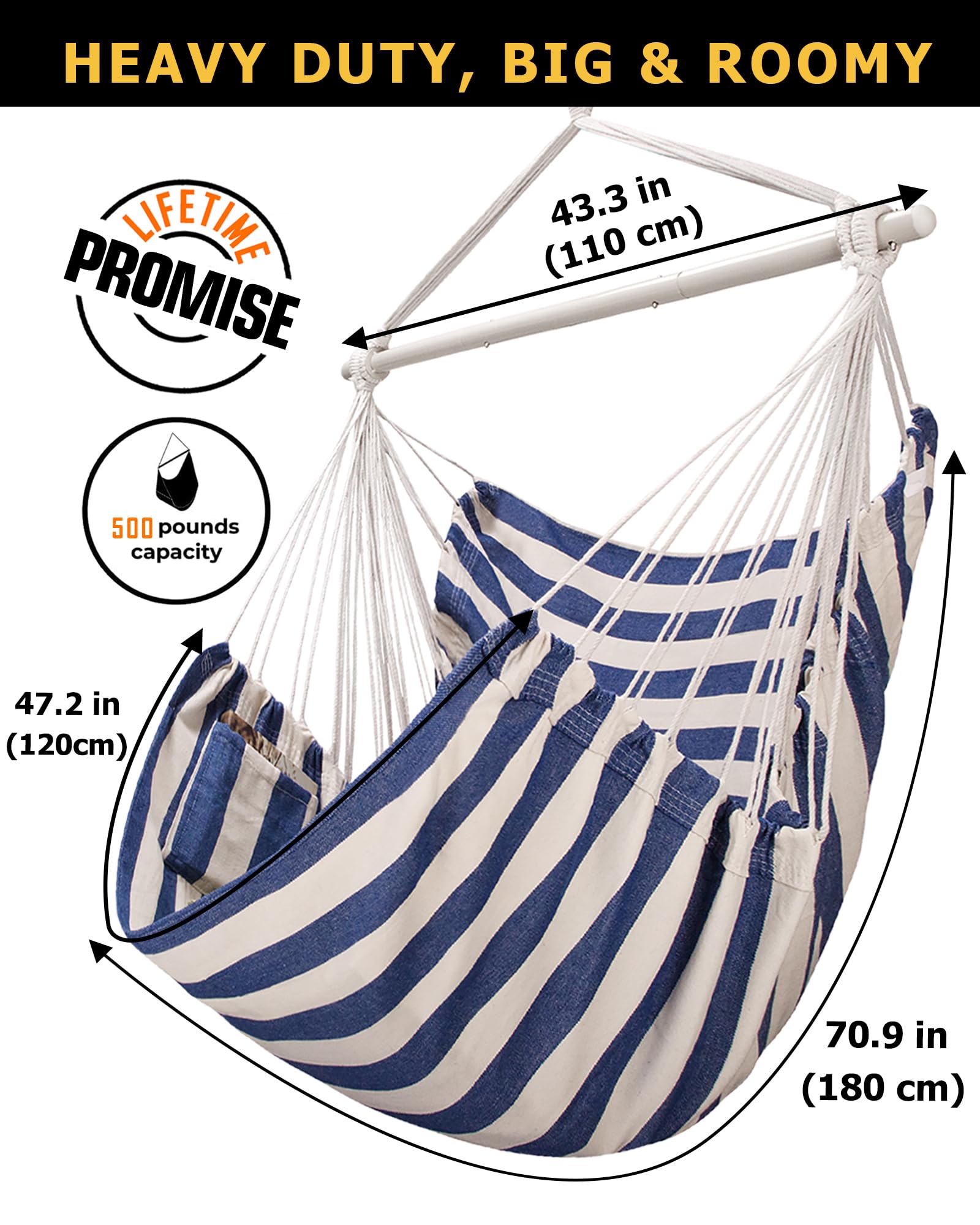 ADVOKAIR hammock chair large XXL foldable design for quick storage