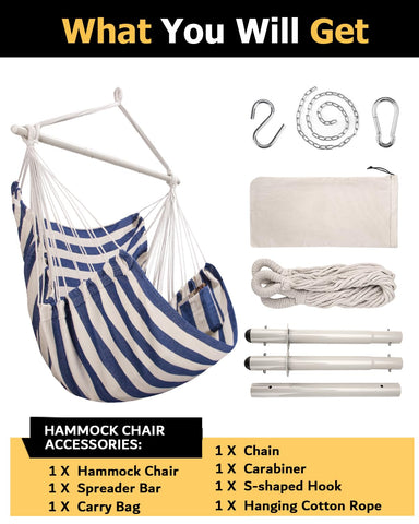 ADVOKAIR hammock chair large XXL soft polyester cotton blend for comfort