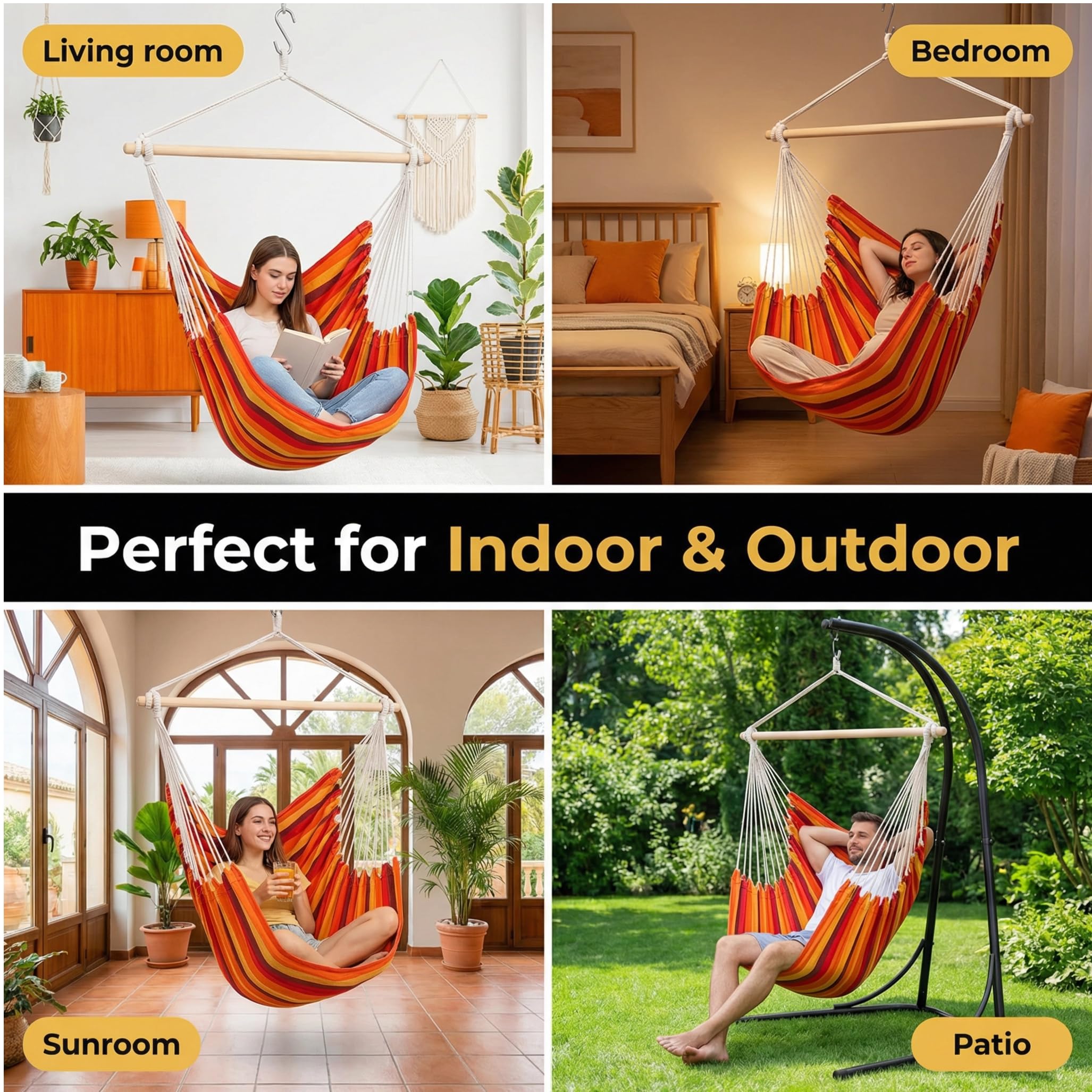 ADVOKAIR hammock chair outdoors on a patio ready for relaxing afternoons