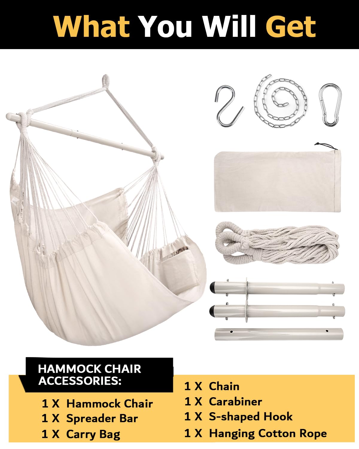 ADVOKAIR hammock chair soft polyester-cotton fabric provides cozy, breathable comfort