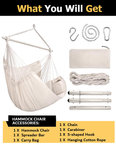 ADVOKAIR hammock chair soft polyester-cotton fabric provides cozy, breathable comfort