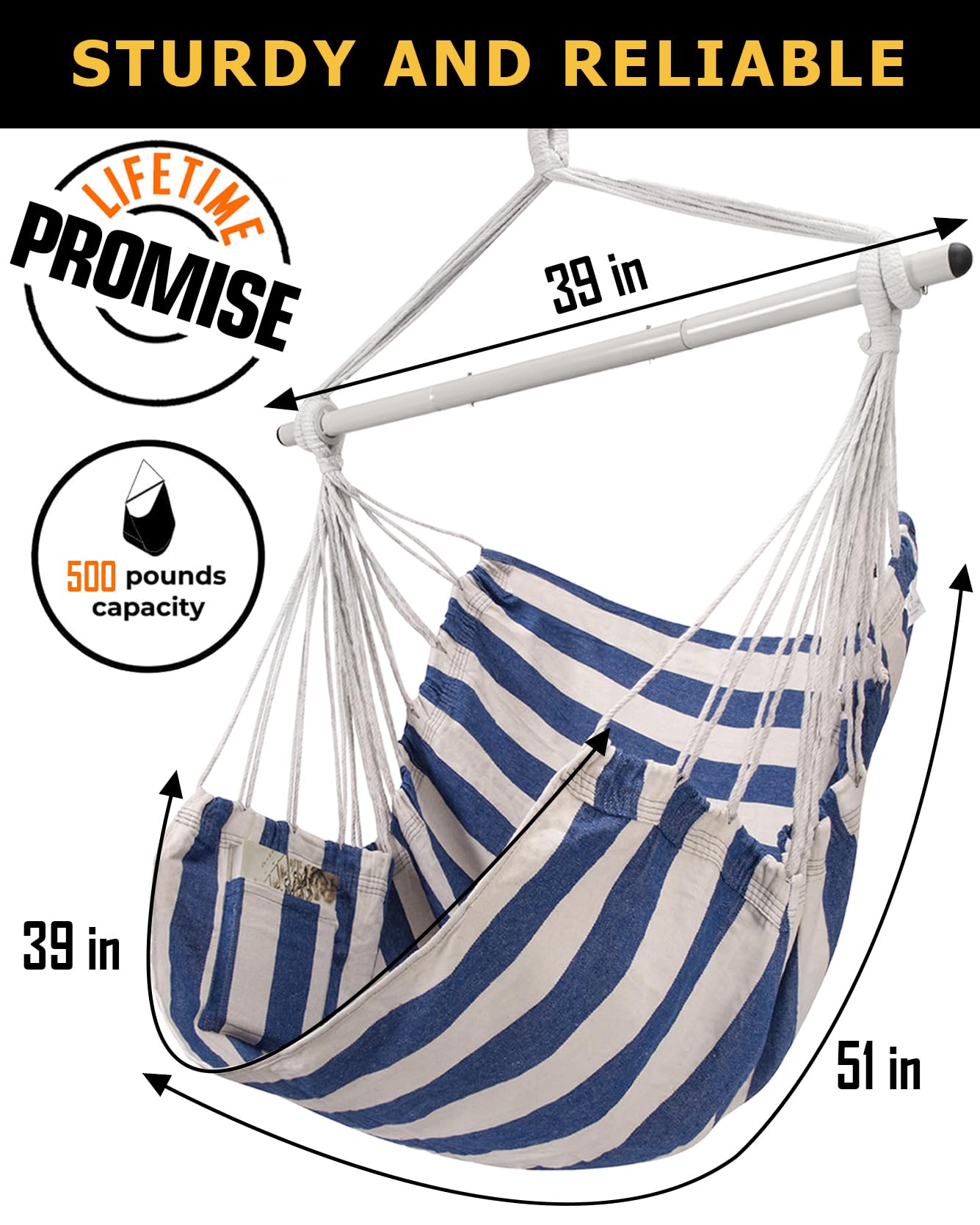 Side pocket on ADVOKAIR hammock chair keeps essentials handy