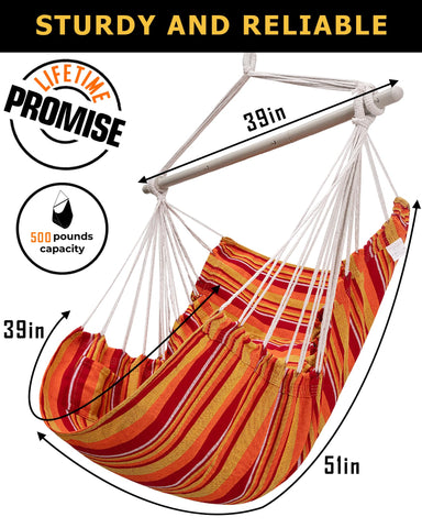 ADVOKAIR hammock chair steel spreader bar providing stability during lounging