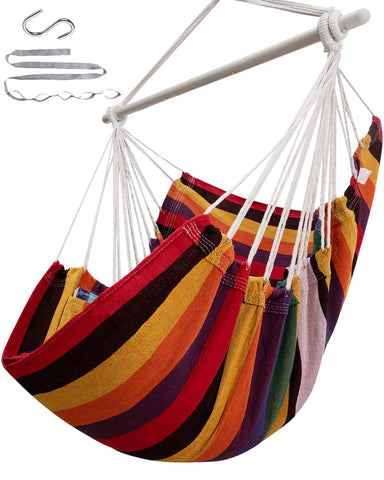 ADVOKAIR hammock chair swing with steel spreader bar for secure support