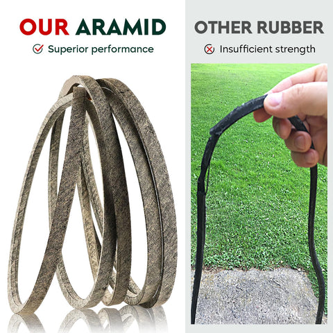 Aeagle aramid deck belt for Hustler 791335 enhances deck drive and abrasion resistance.