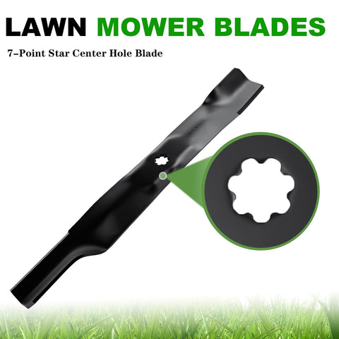 Aeagle 7-point star center hole ensures secure mounting on compatible mowers.