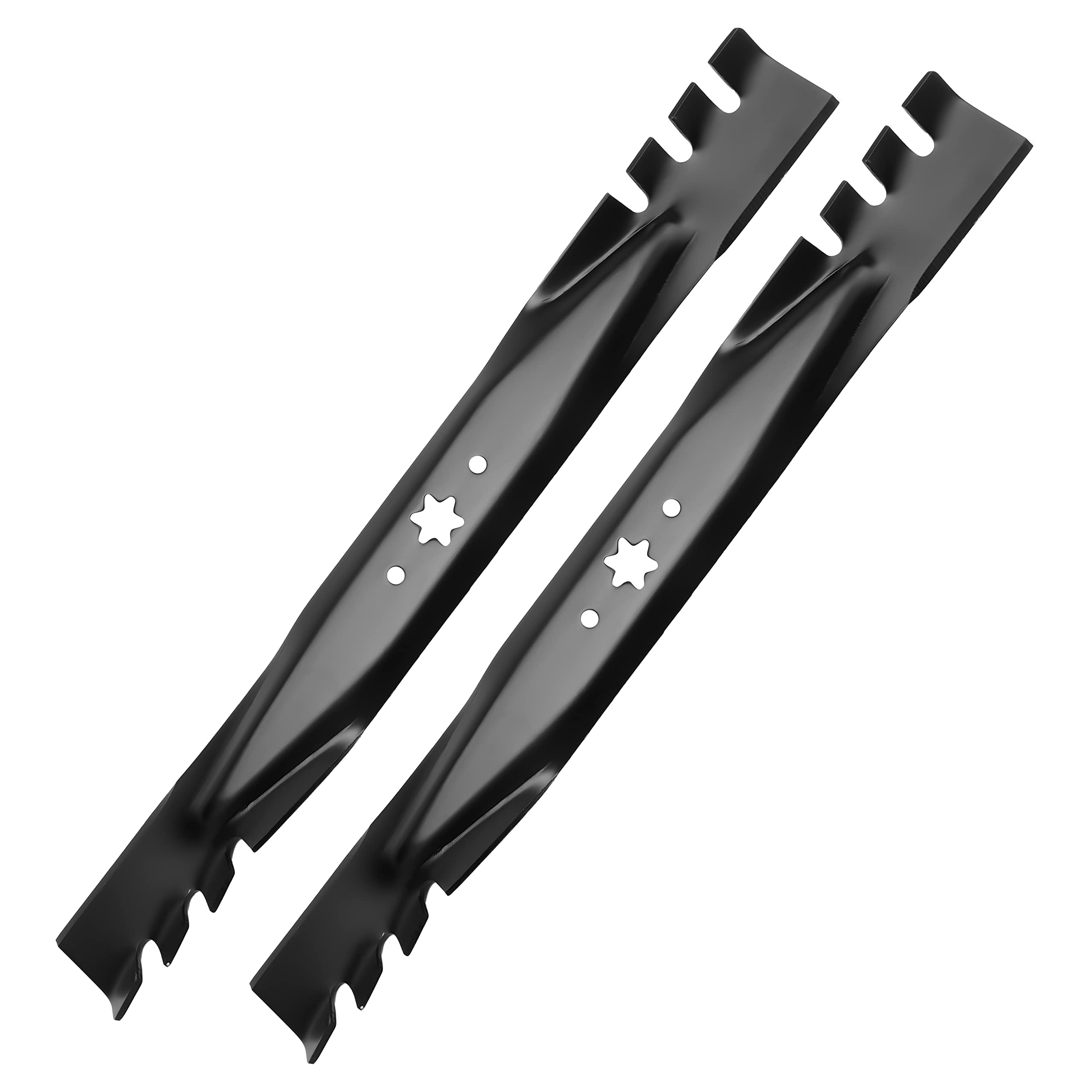Aeagle 942-04308-X mulch blade close-up with 6-point star hole for precise fit.