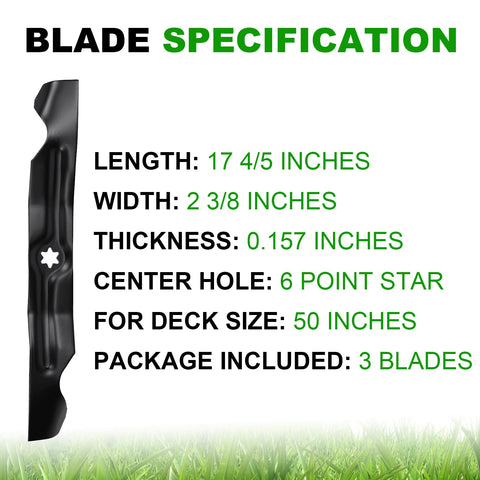 Aeagle Cub Cadet 50in RZT-compatible blades for precise deck fit.