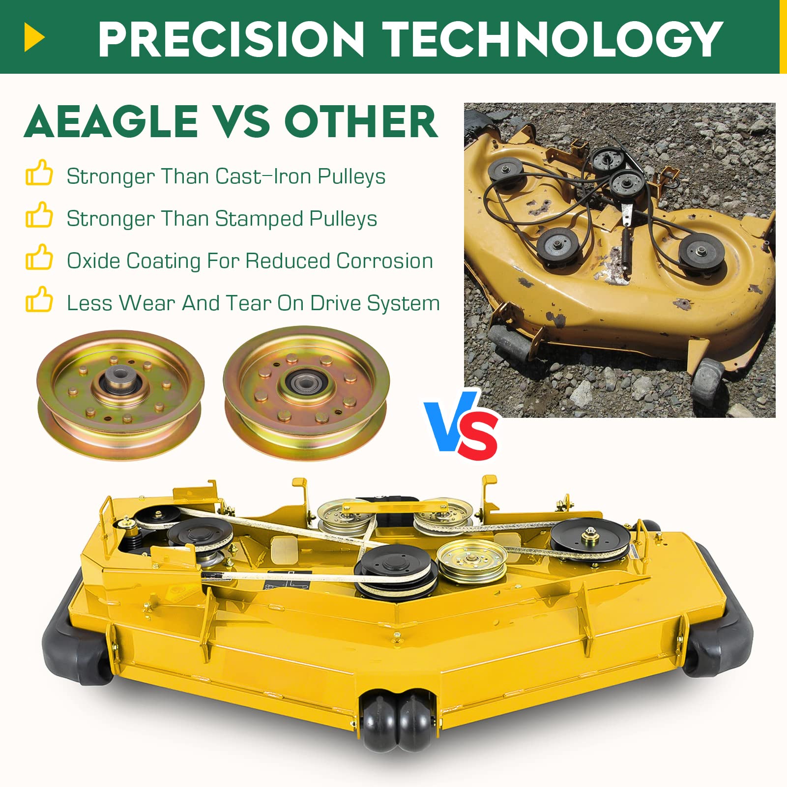 Aeagle flat idler pulley height 1-1/16 in enables easy installation