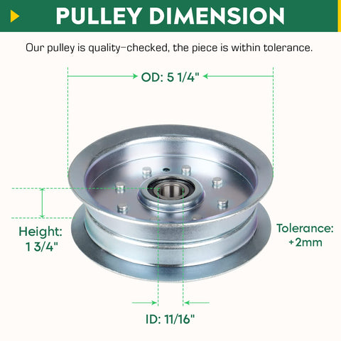 Aeagle flat idler pulley height 1-3/4 inches supports proper alignment.