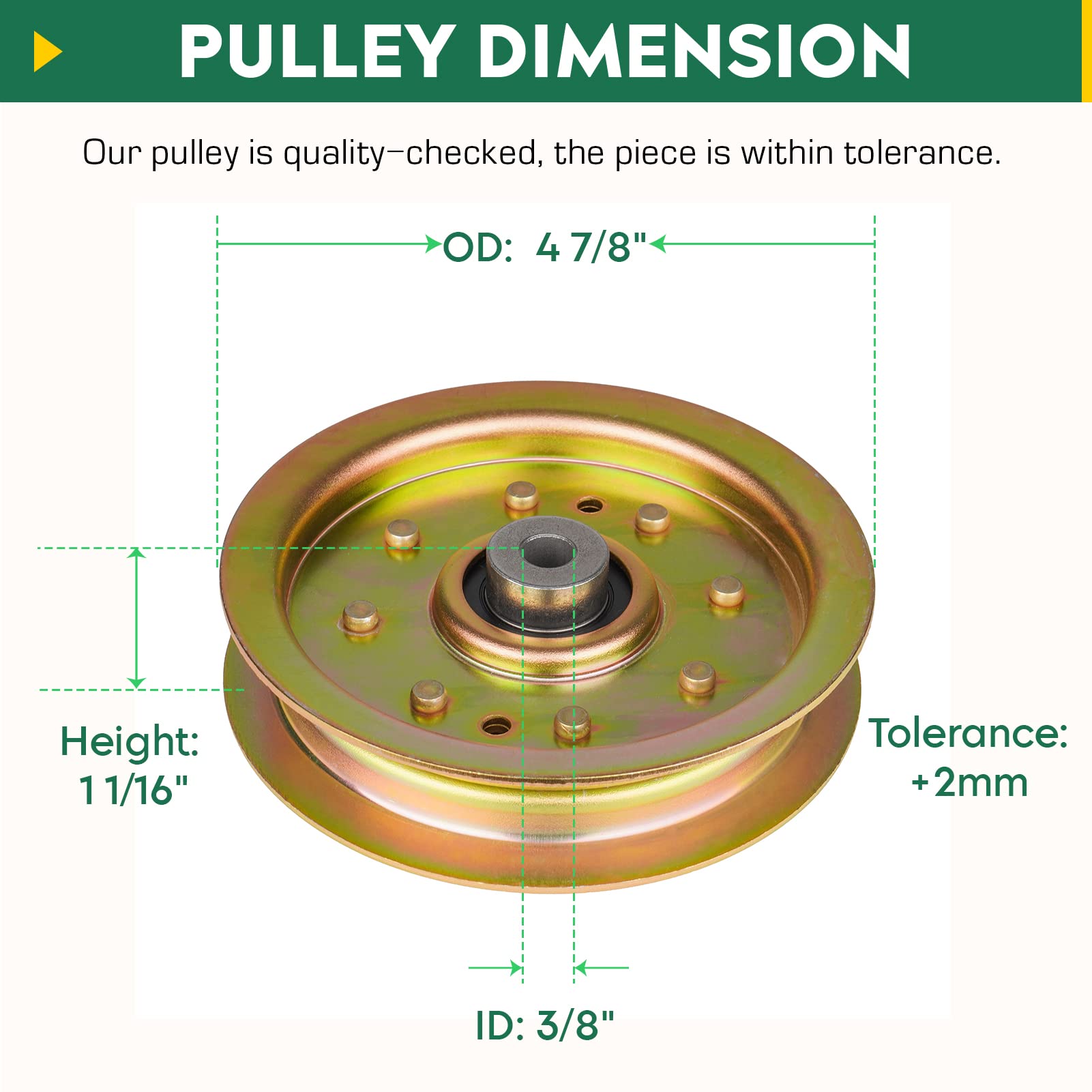 Aeagle flat idler pulley fits 4-7/8 in OD for broad compatibility