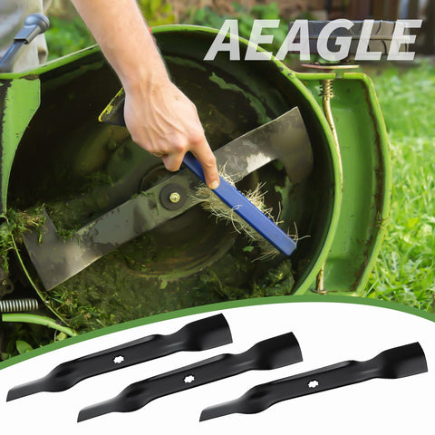 Three-in-one blade pack supporting mulching, discharging, and bagging in one pass