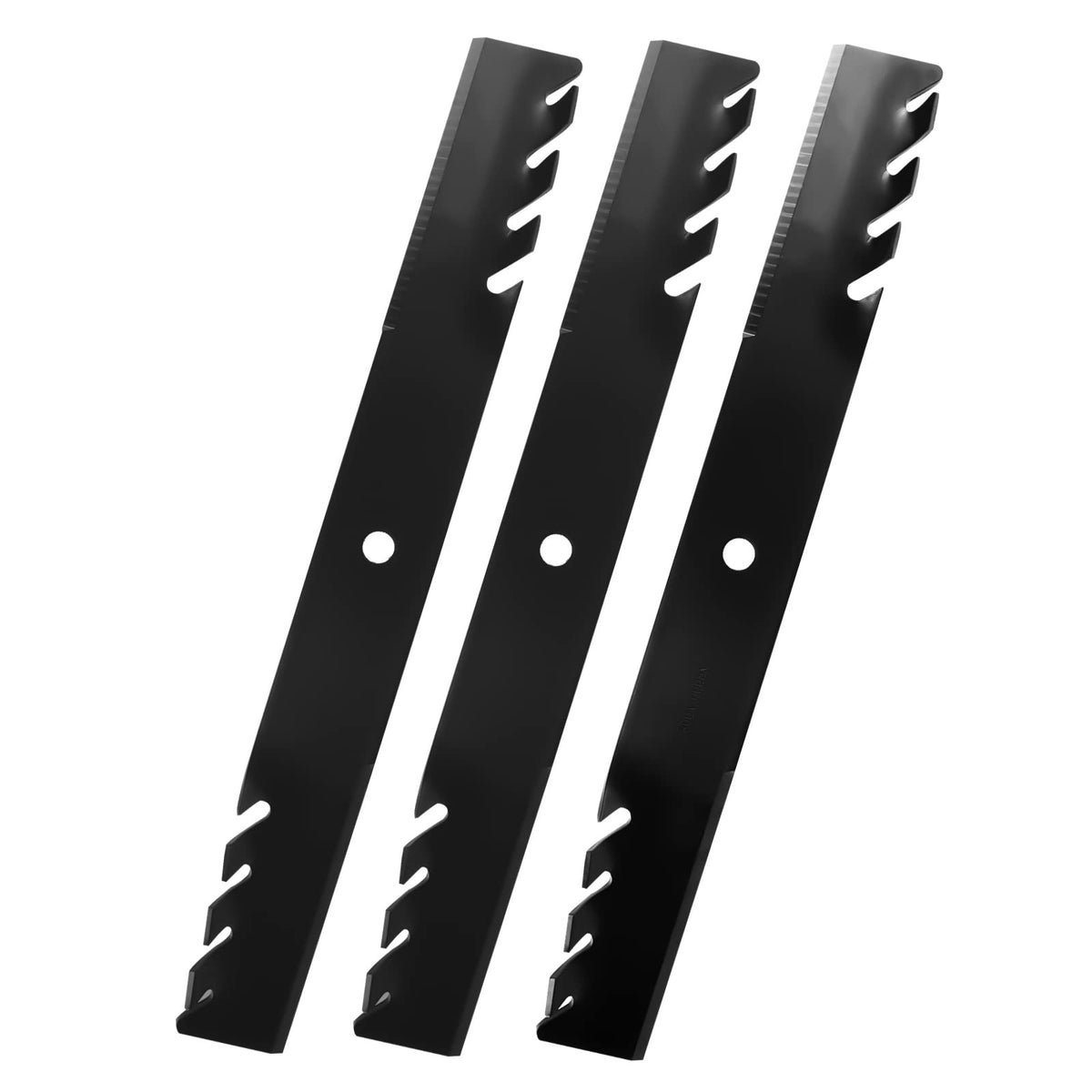 Aeagle mulching blade with a center-hole for a 61-inch deck.