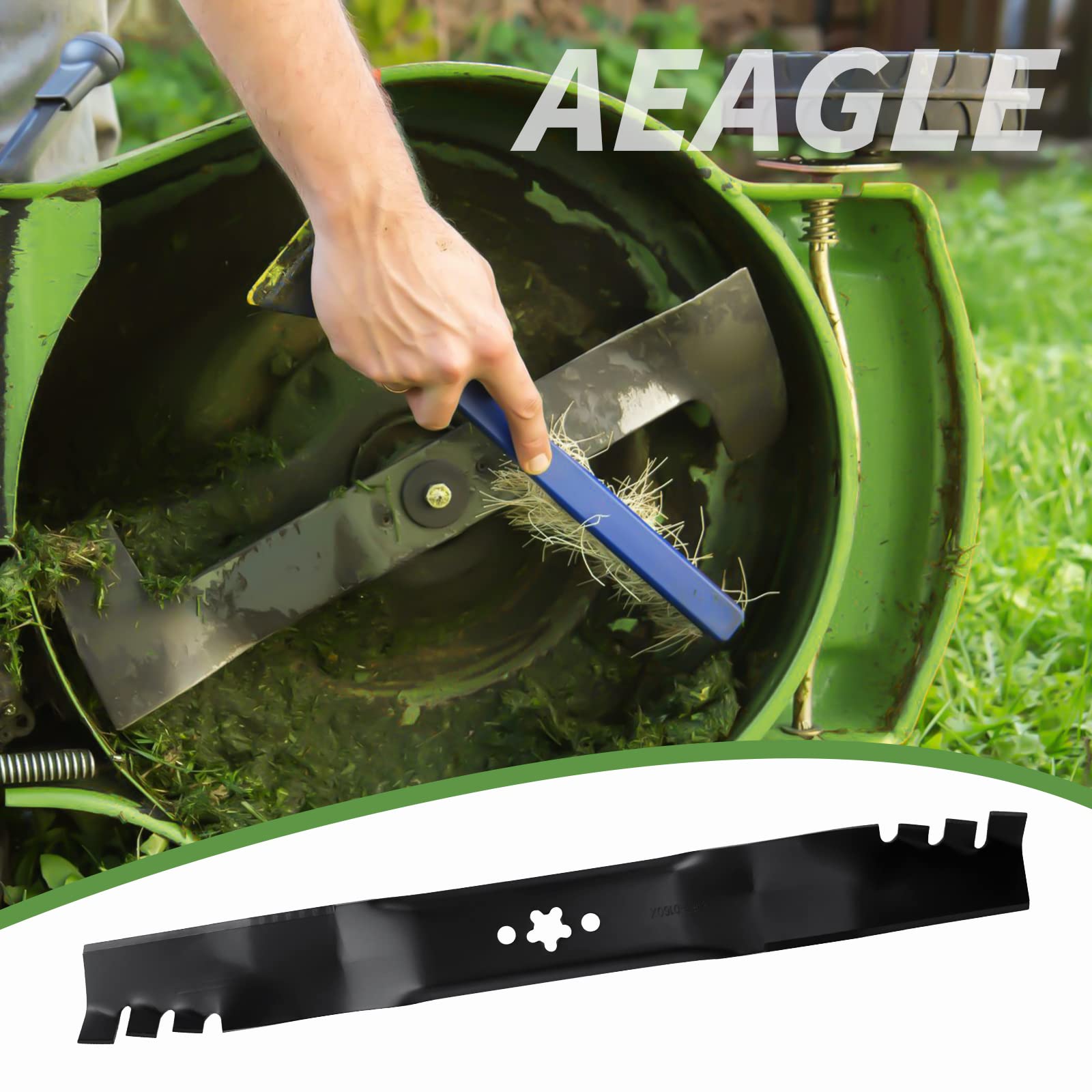 Aeagle blade constructed from rugged steel built to withstand tough yard work.