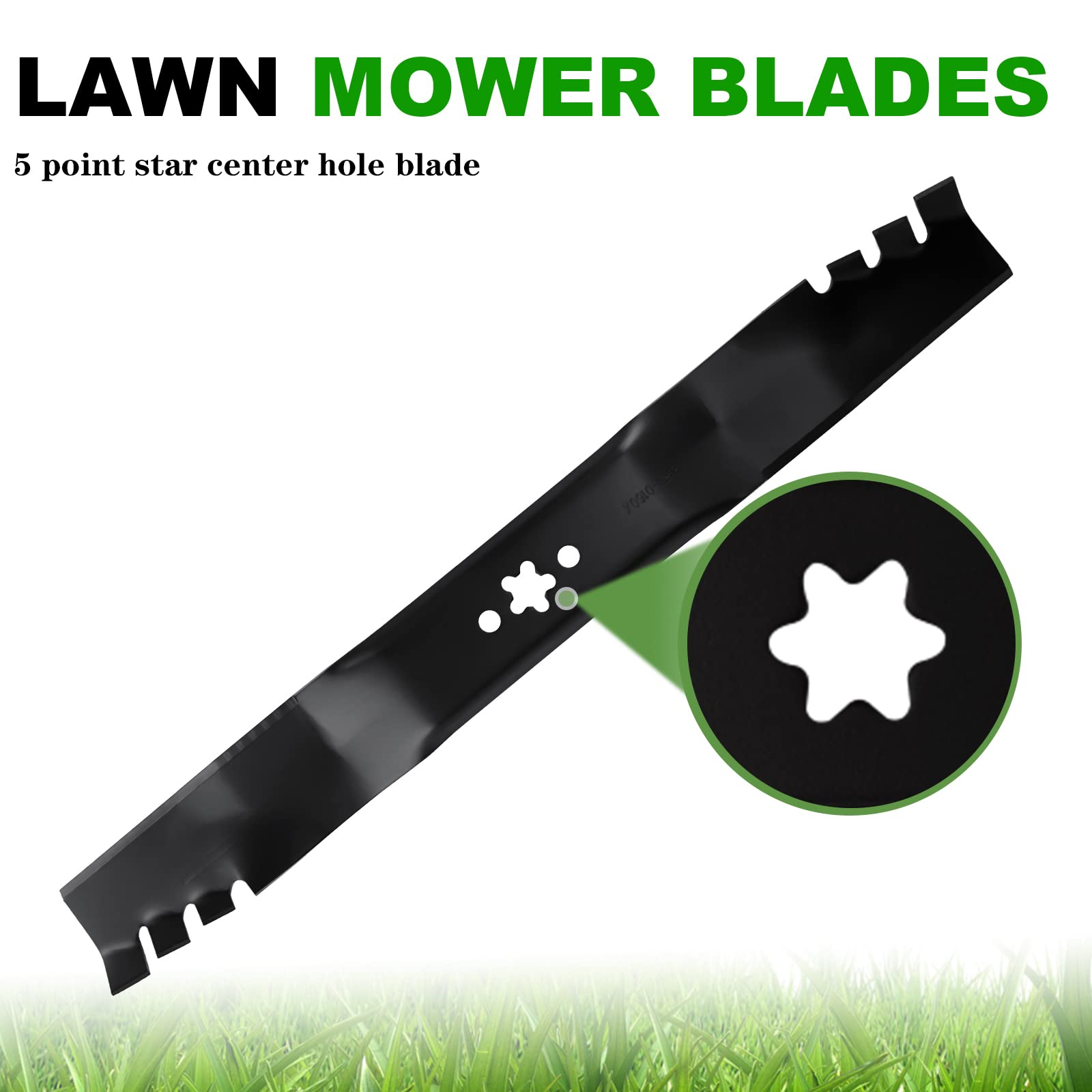 Aeagle toothed mulching blade close-up shows rugged teeth for efficient weed cutting.