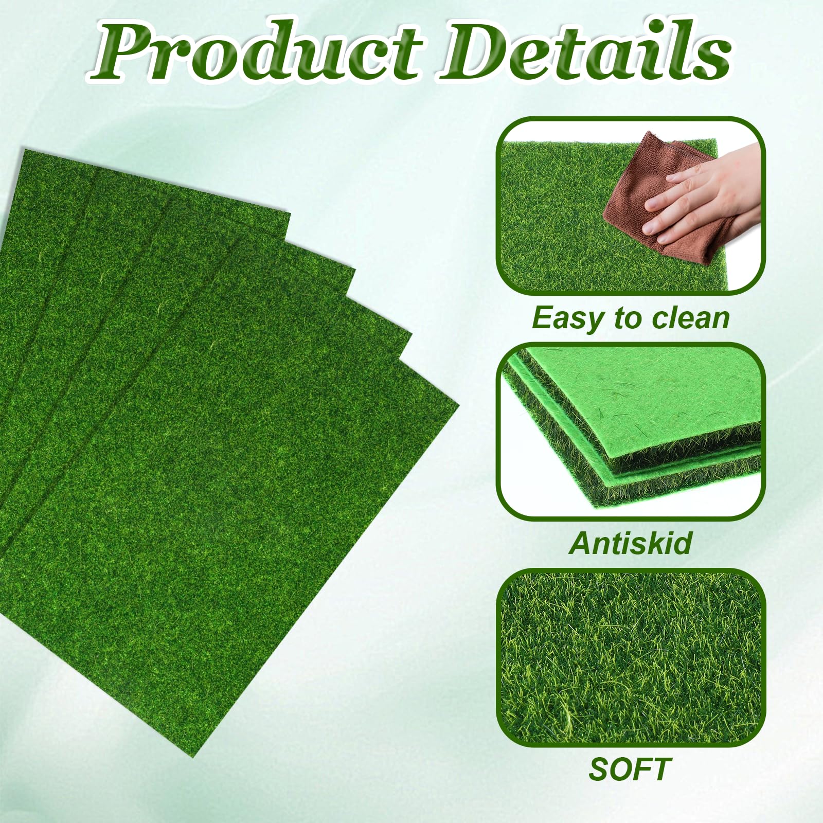AEAOCVO green turf mats with durable backing for long-lasting dollhouse décor.
