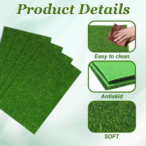 AEAOCVO green turf mats with durable backing for long-lasting dollhouse décor.