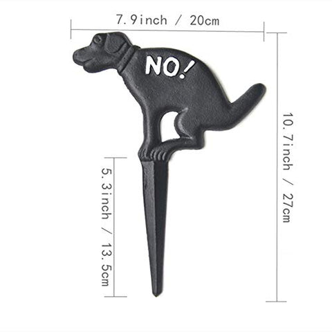 Aebor cast iron dog-shaped sign for gardens keeps pathways clean.