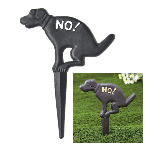 Aebor No Dog Pooping Yard Sign iron finish provides durable outdoor deterrence.