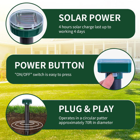 AECITY Eight-pack mole repellent set protecting a large yard