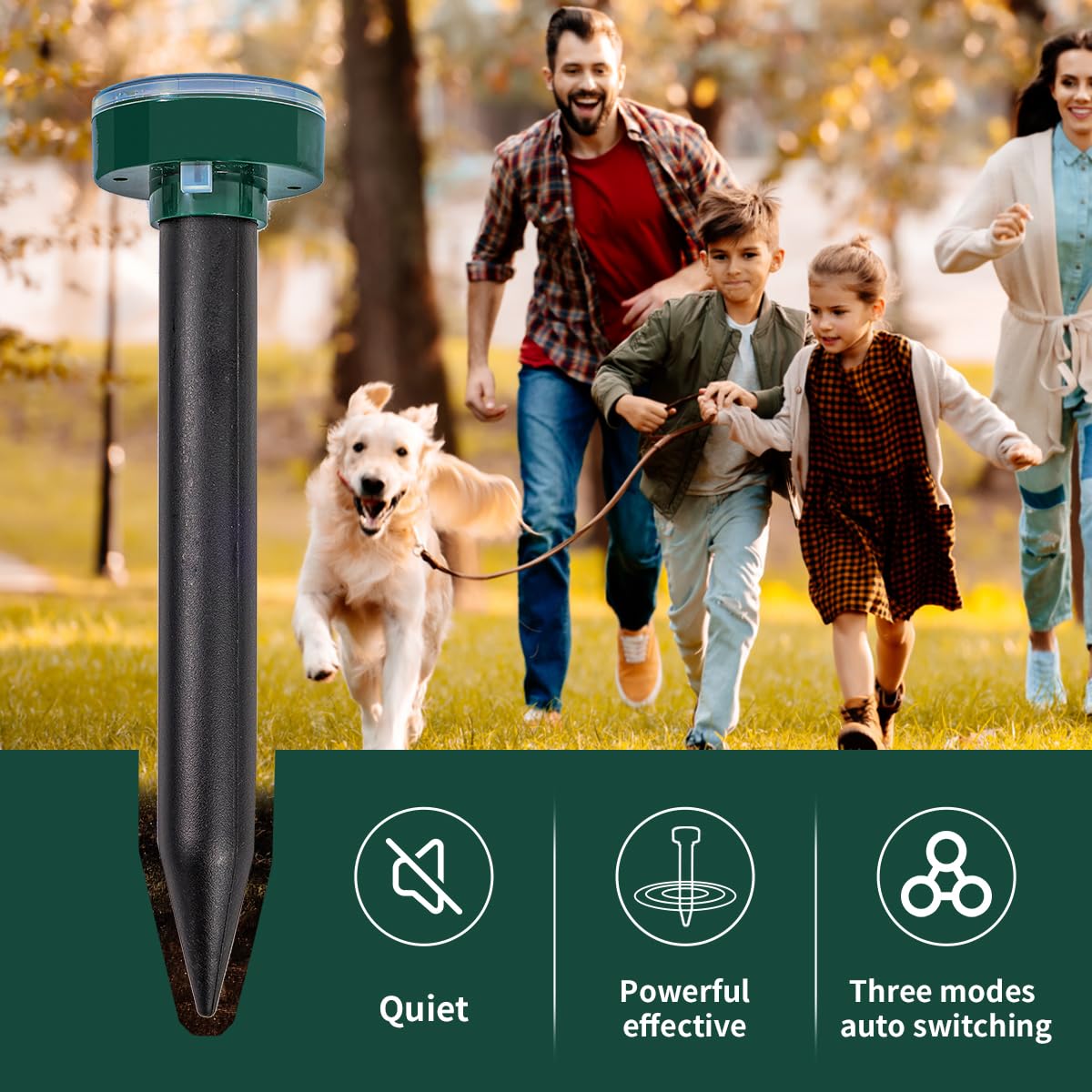 AECITY solar mole deterrent range coverage up to 7500 sq ft per stake