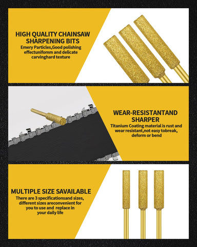 Aecsze gold chainsaw sharpener bit 7-32 closeup for durable sharpening