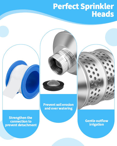 Aecsze lightweight sprinkler head easy to attach to standard hoses.