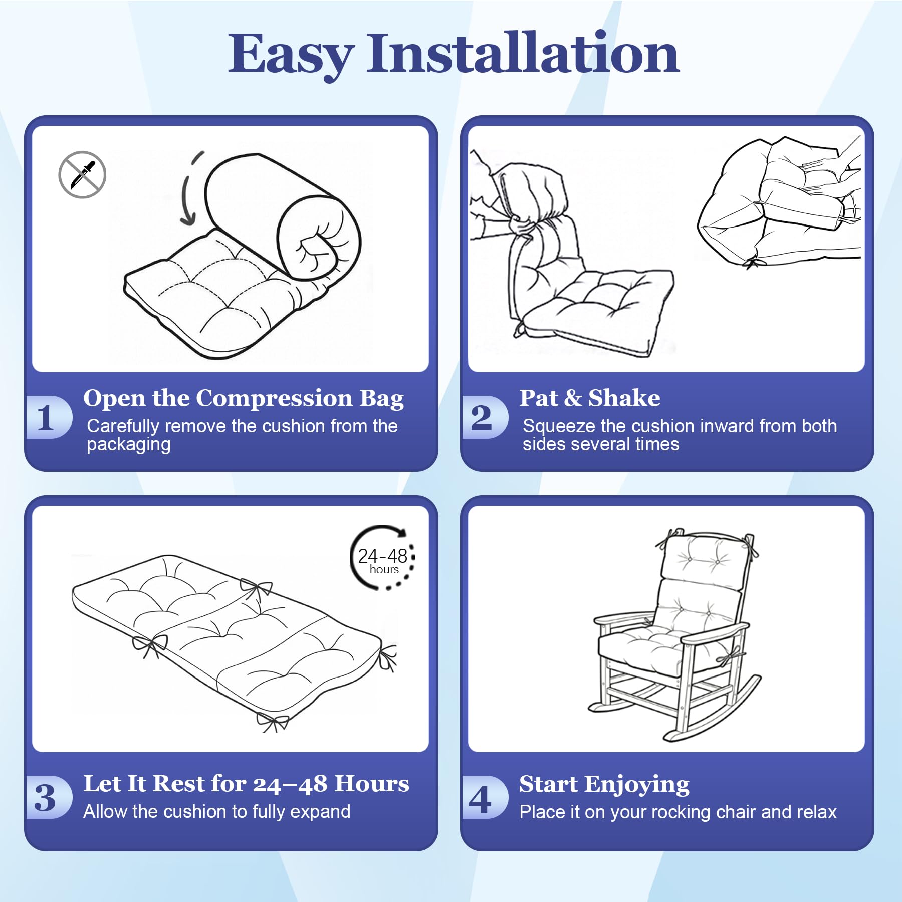 Aegisun patio rocking cushion arrives vacuum-packed and easy to fluff