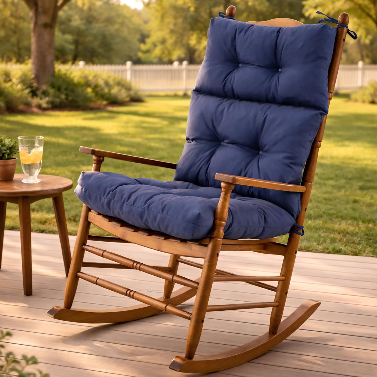 Aegisun navy rocking chair cushion with waterproof fabric for outdoor use