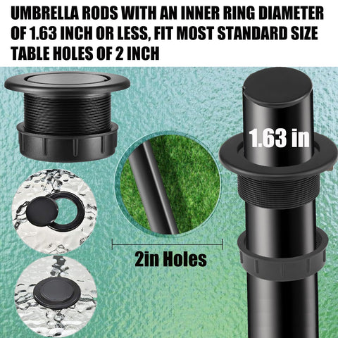 AEIOUD detachable cap for easy umbrella removal and flat tabletop