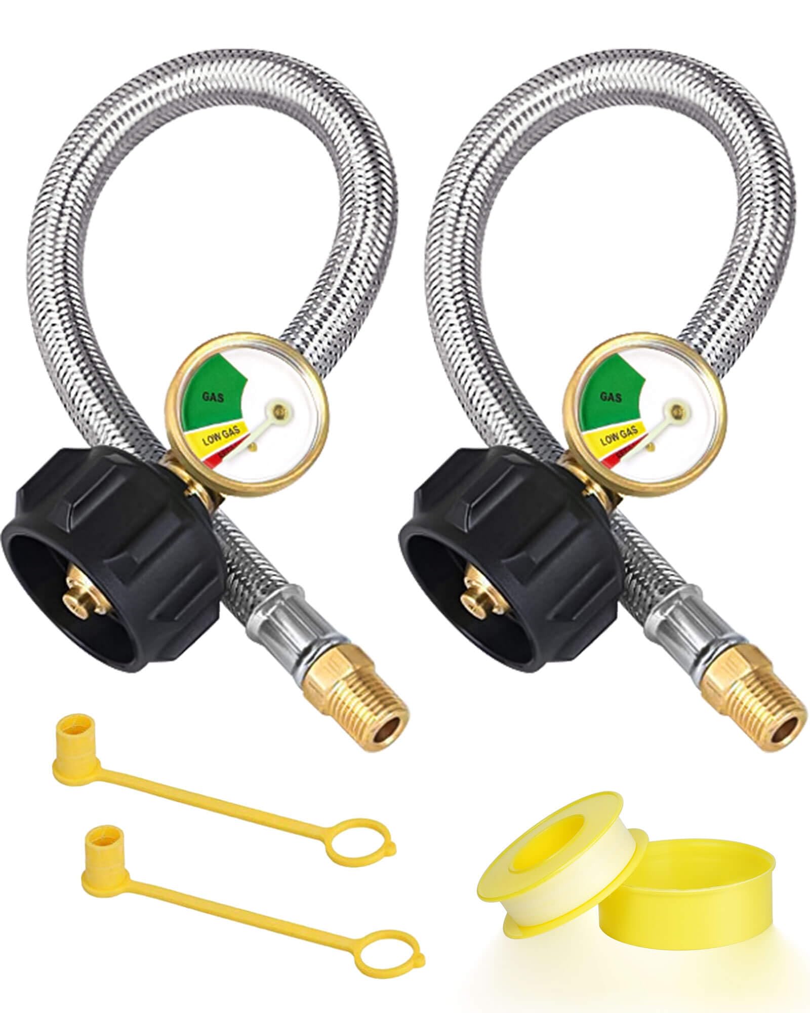 Aekops 15-inch RV propane hose with gauge for precise readings.