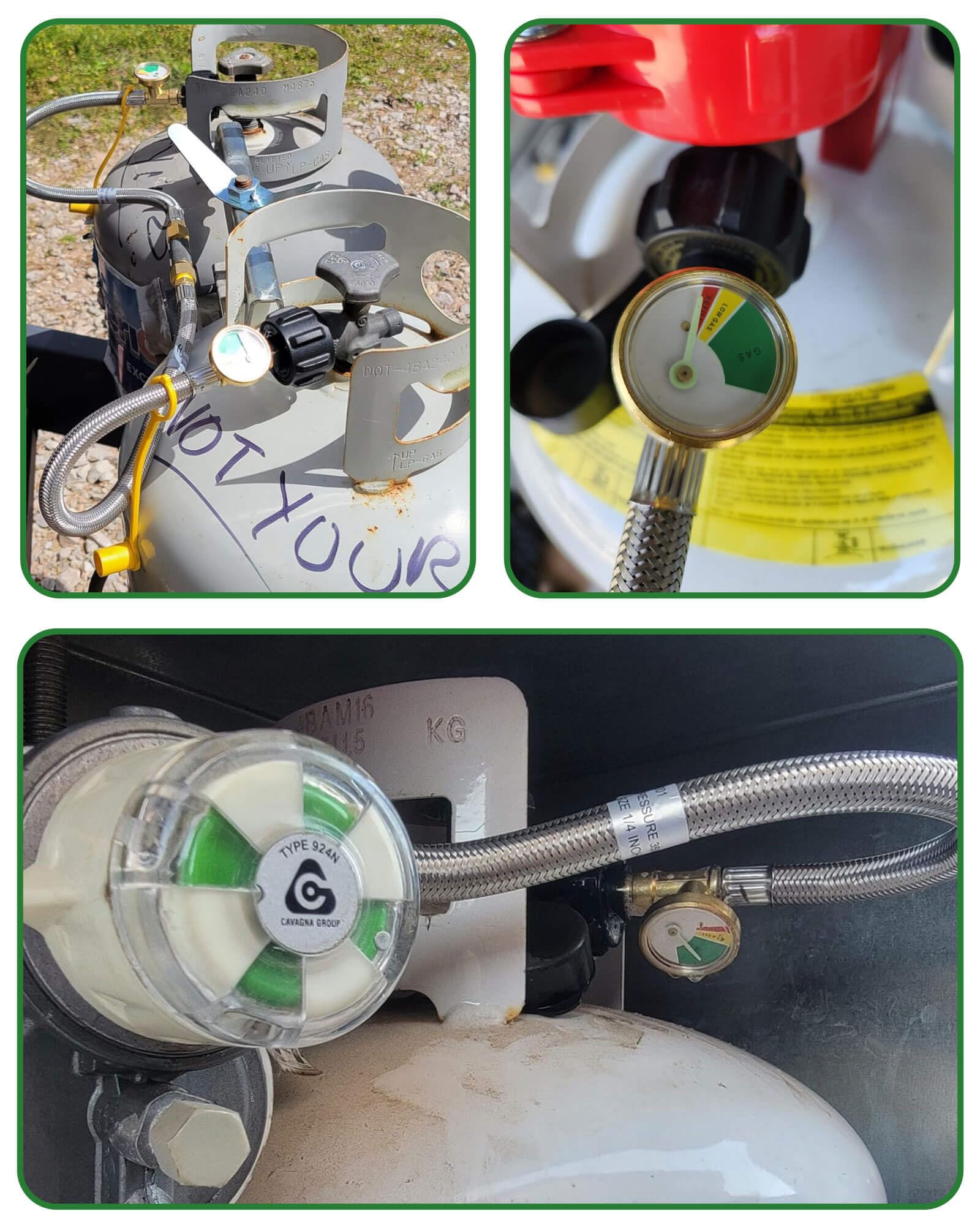 Aekops 350 PSI-rated hose designed to handle standard RV pressure.