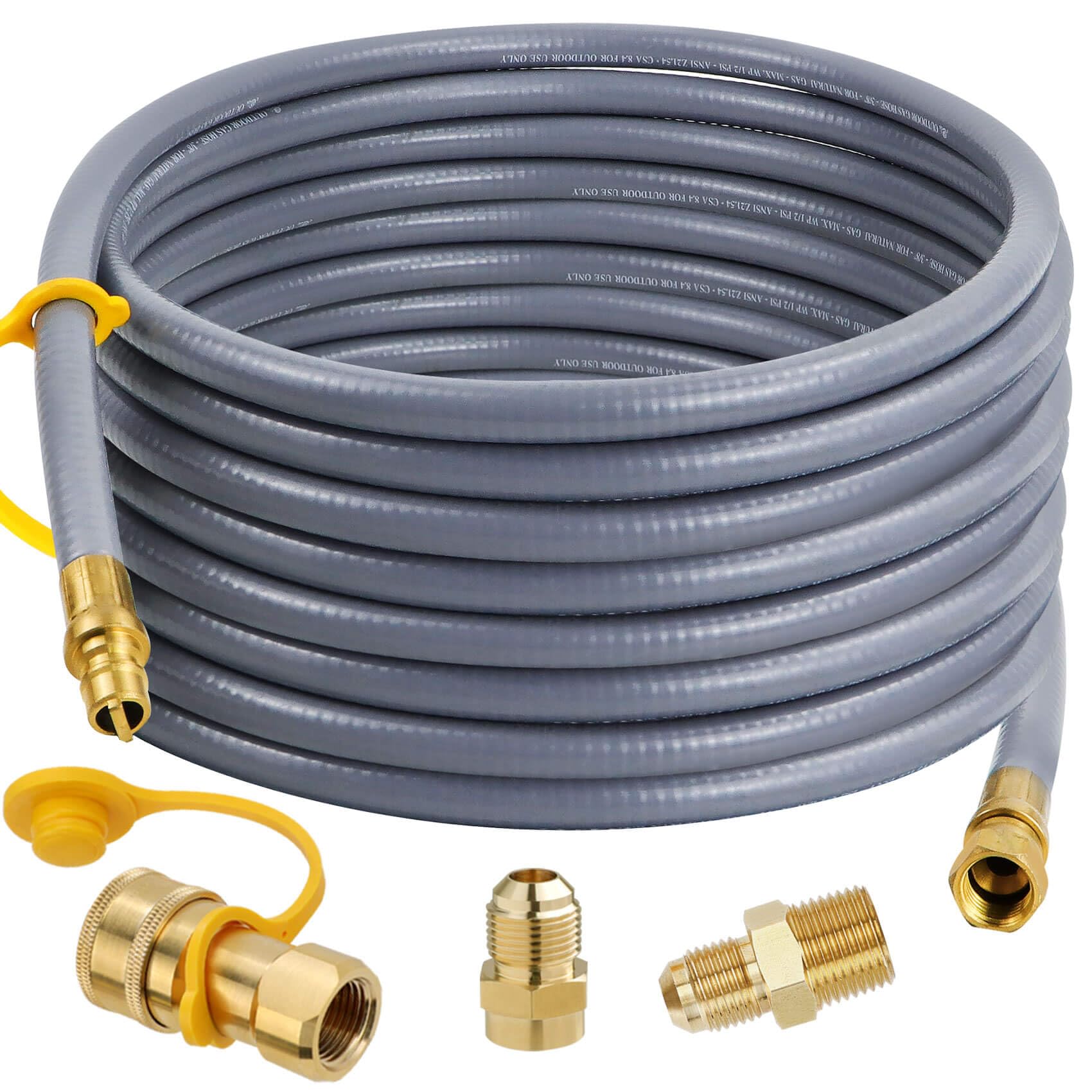 Aekops 48ft natural gas hose with quick connect ready for outdoor use