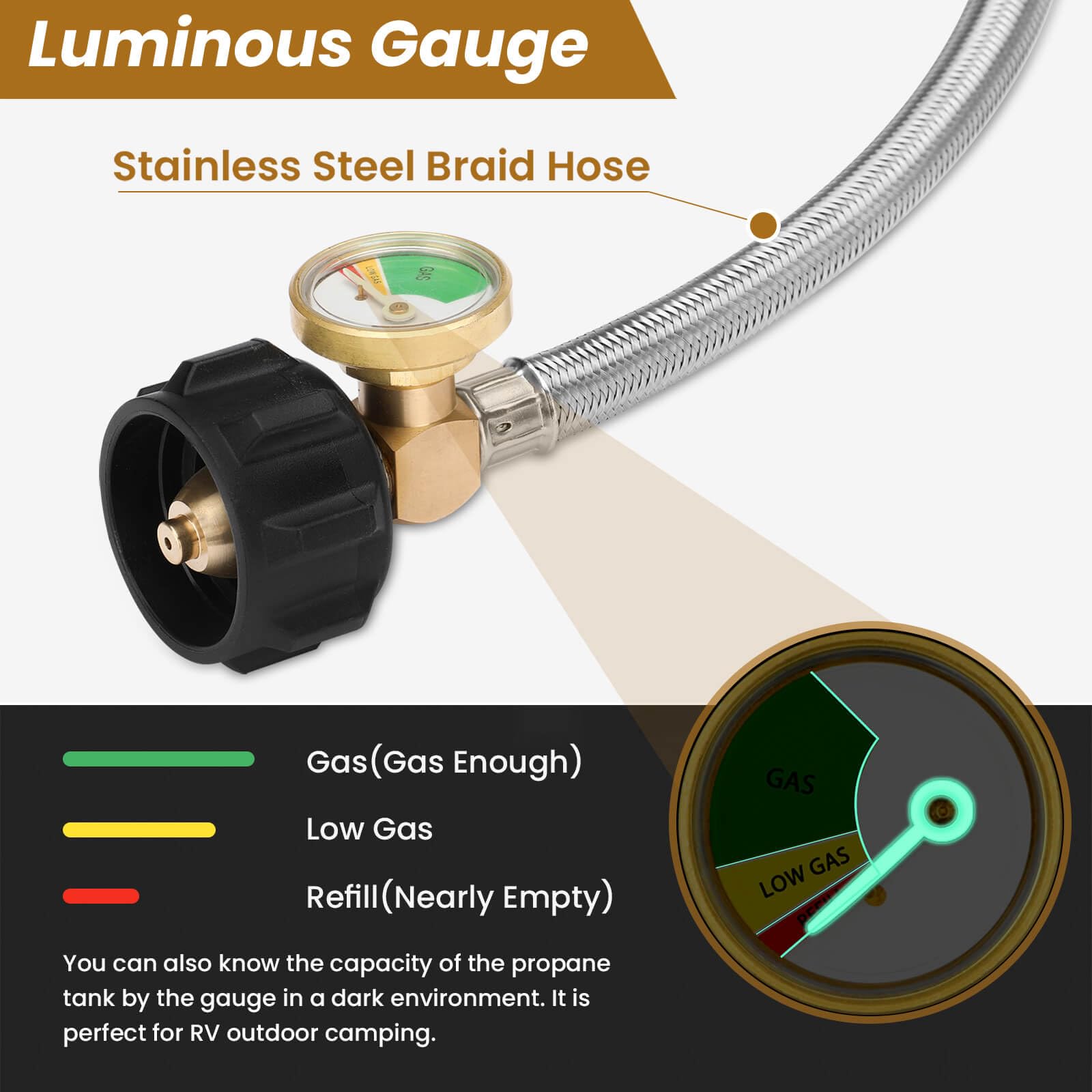 Aekops brass inlet 1/4in SAE for durable, corrosion-resistant RV setup.