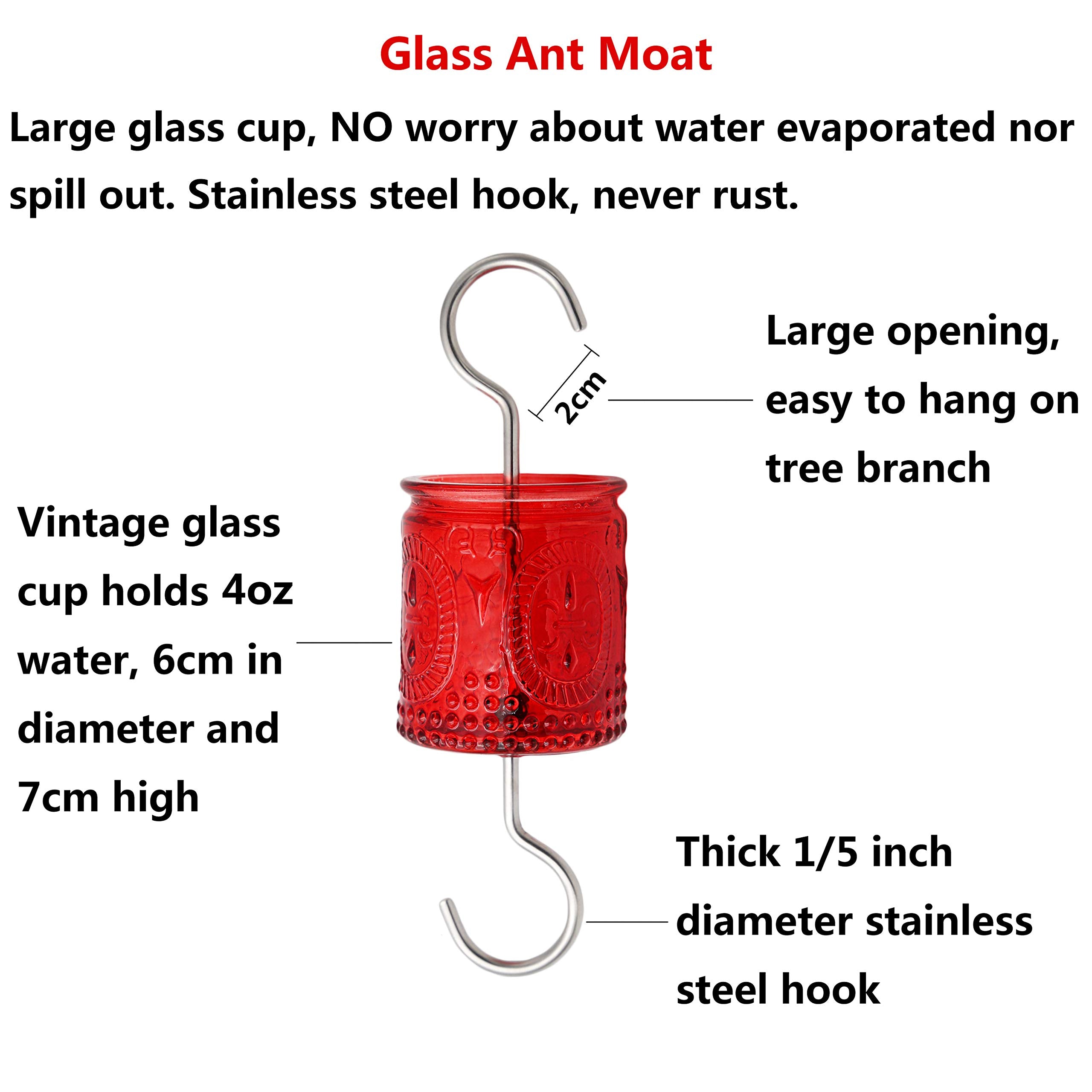 Aelean vintage glass ant moat on oriole feeder deters ants