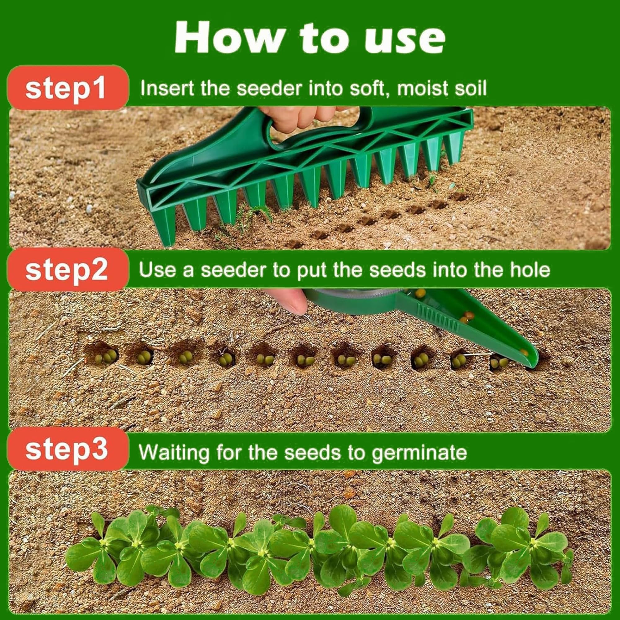 Aeloer 12 hole dibber tool for digging and spacing planting holes