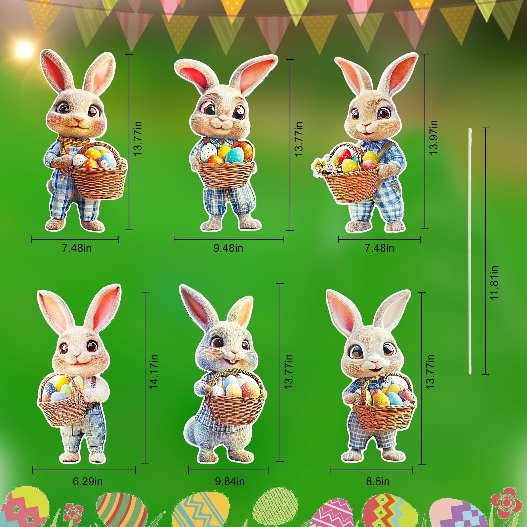 aeloer Easter eggs signs vivid patterns brighten fences and flower beds