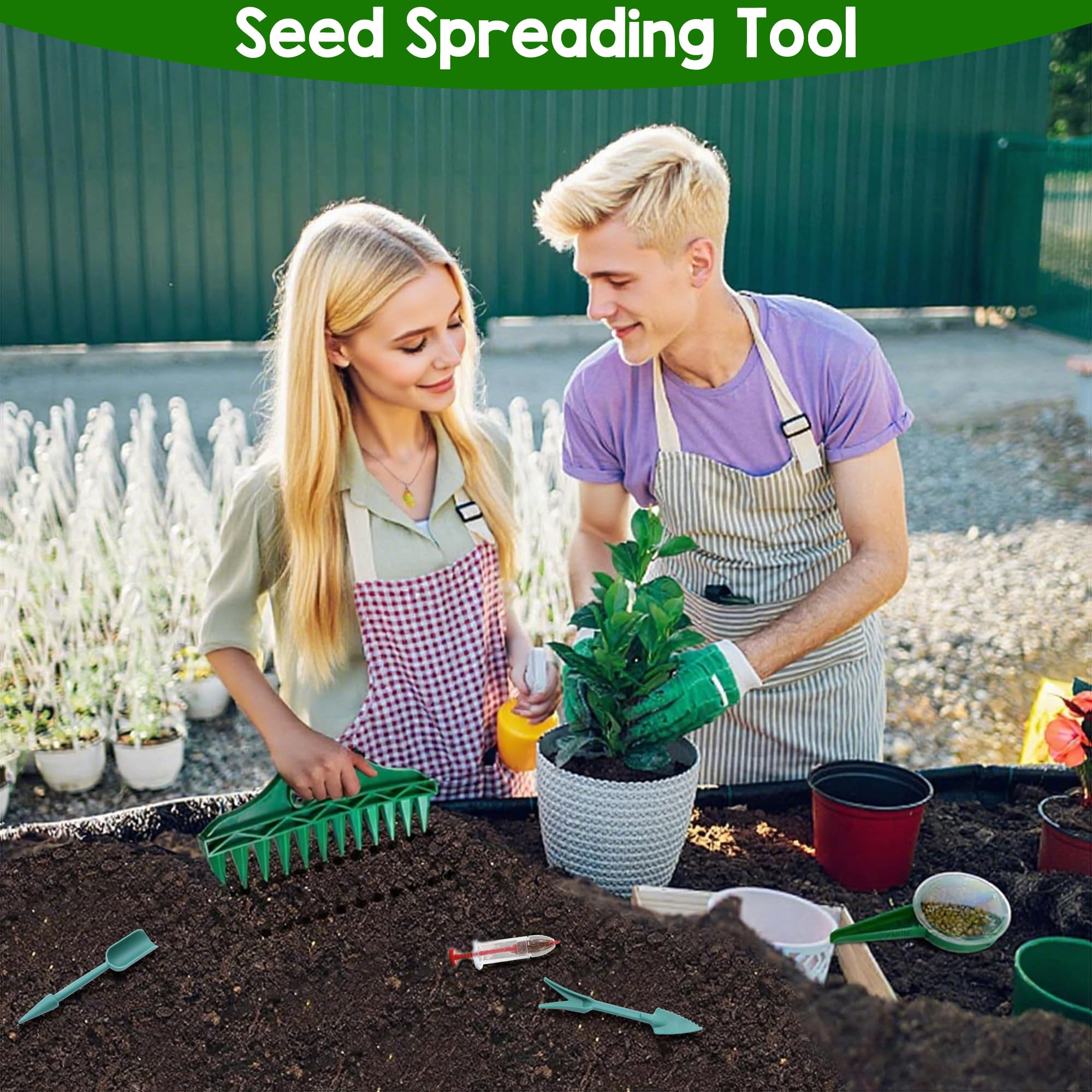 Aeloer mini seed dispenser handheld with ergonomic grip for extended planting