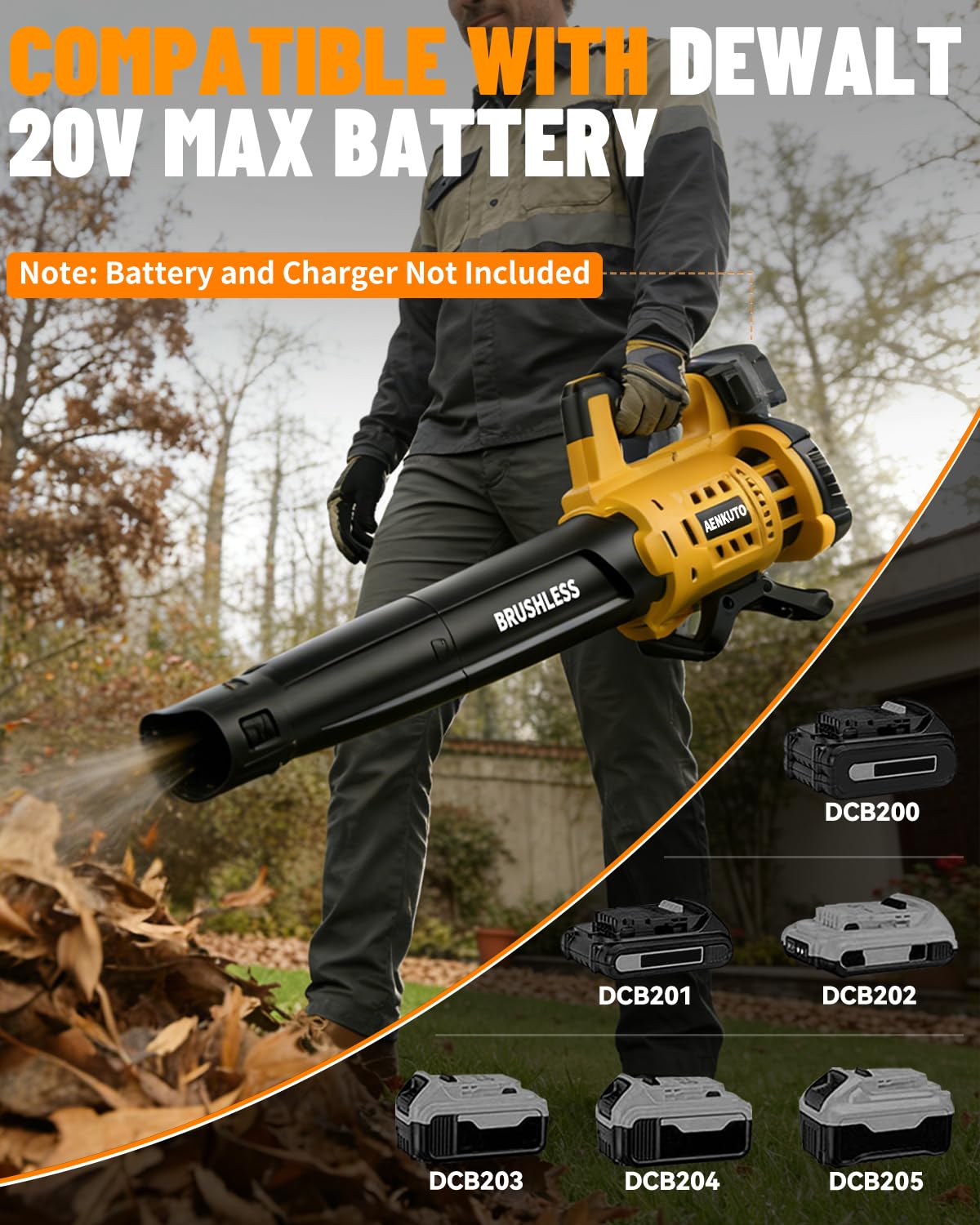 Aenkuto cordless blower showing the 6-speed control for precise airflow.