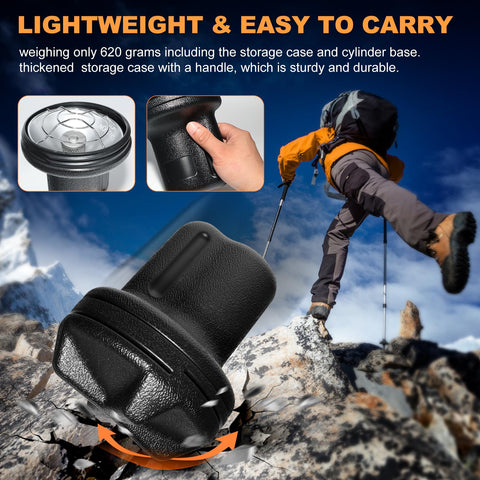 AeriePrecium cylinder-base holder stabilizes the unit outdoors.