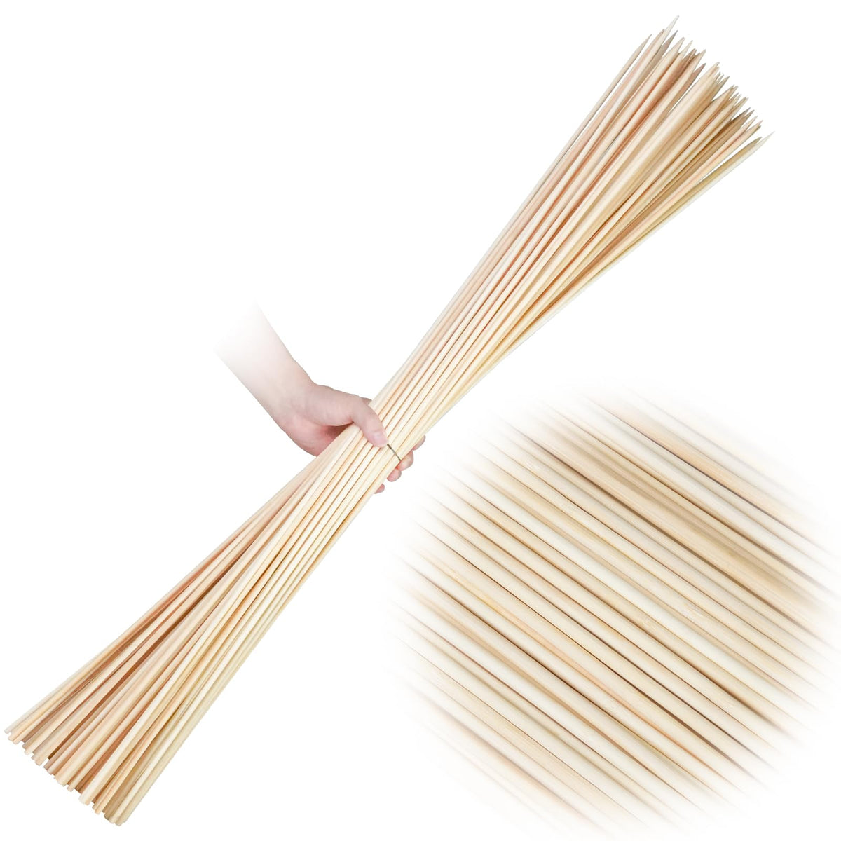 Aerisque 36 inch bamboo skewers set ready for long reach roasting at outdoor events