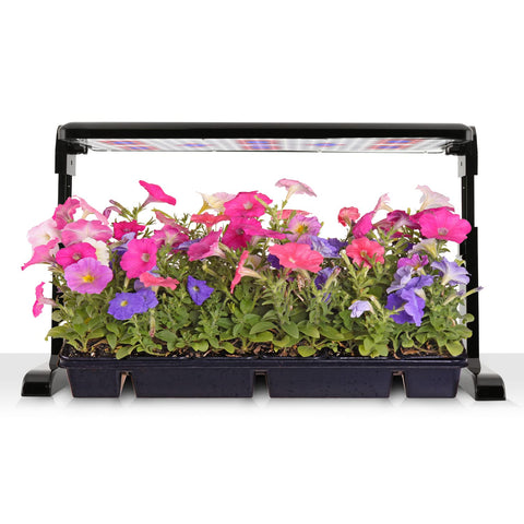 AeroGarden 45W LED panel on adjustable stand showing height flexibility