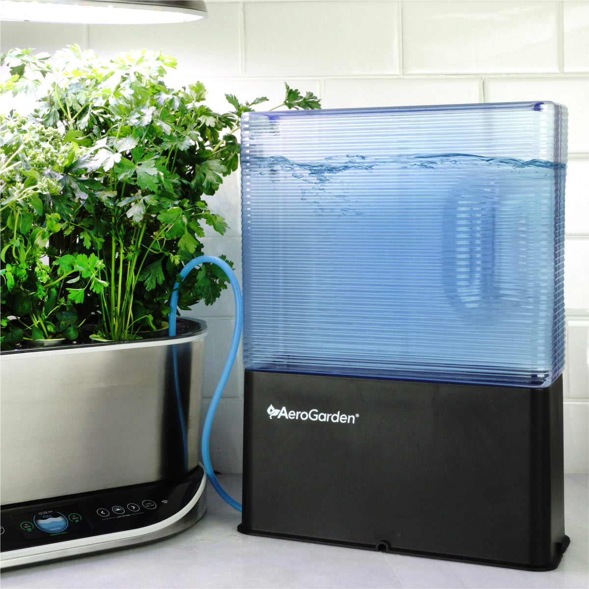 AeroGarden AeroVoir reservoir front view for easy water level monitoring