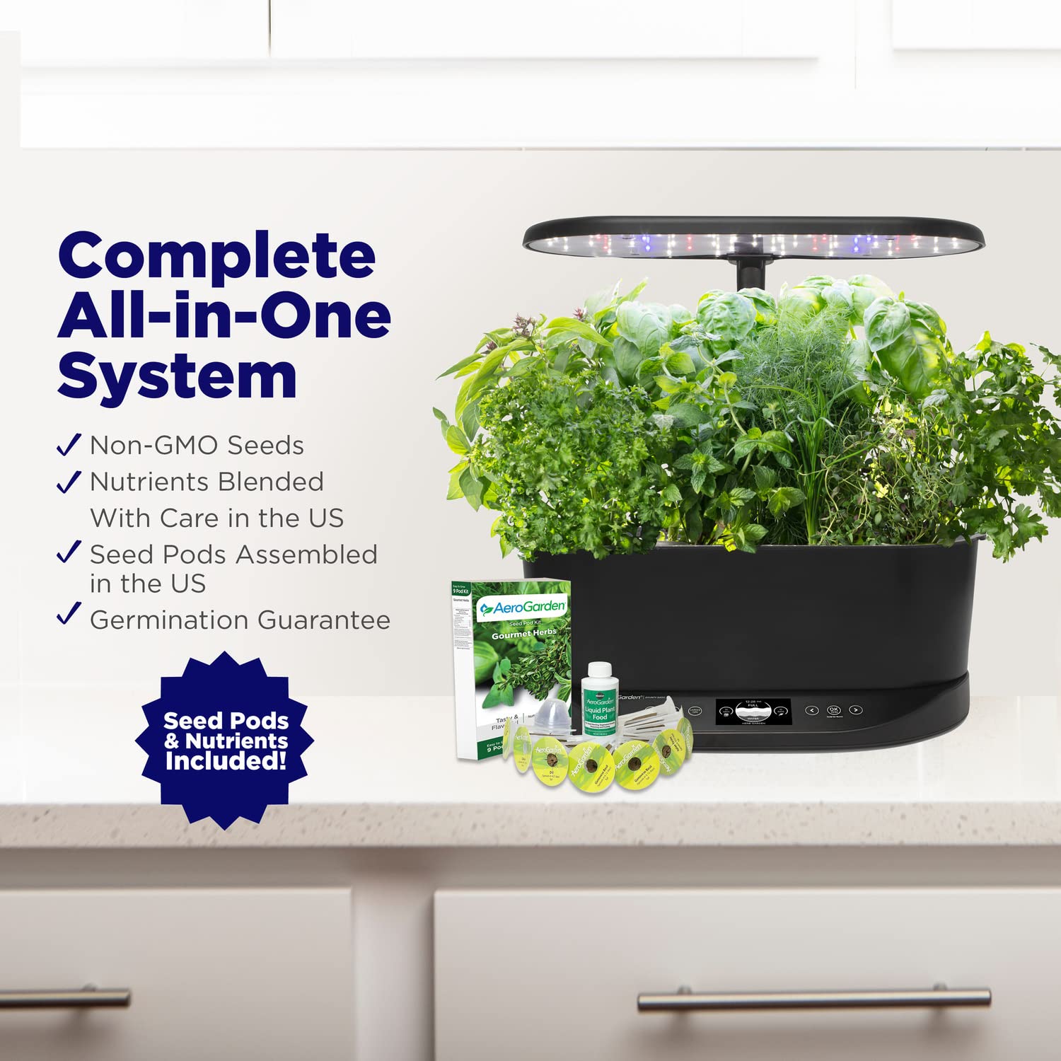 AeroGarden Bounty Basic vacation mode keeping plants healthy while away